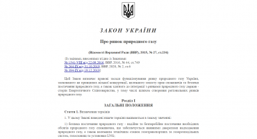 Закон України про ринок природного газу